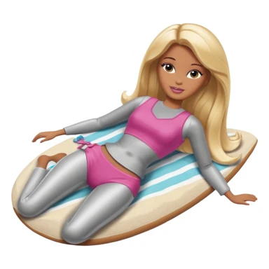 Brown skin blonde hair barbie in laying on beach  sticker