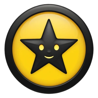 Full plain Black star in yellow circle ( snap star) sticker