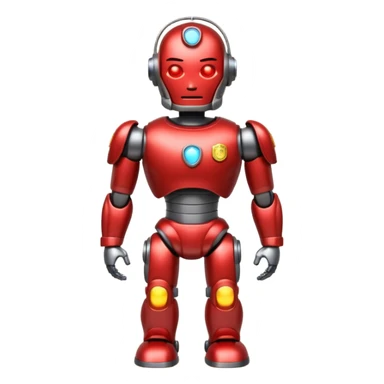 shiny muscular robot with a red police light head, facing backward, emoji style sticker