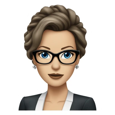 Hyper Realistic photo Kate Beckinsale blue eyes wearing glasses in a business dress sticker