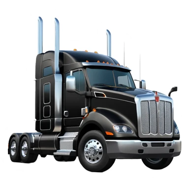 2026 Black Kenworth T680 Flat Top Semi Sleeper extended cab with stacks make realistic sticker