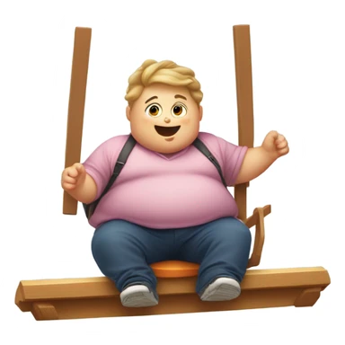 Super fat kid on a sea saw that wants candy sticker