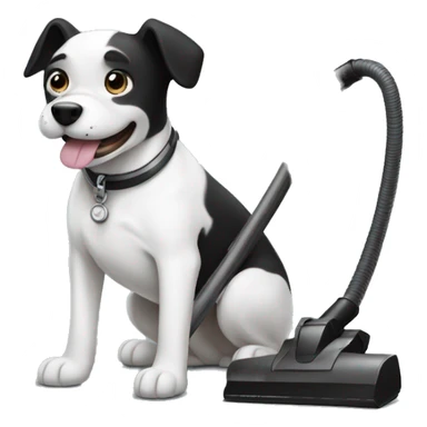 black and white dog vacuum sticker