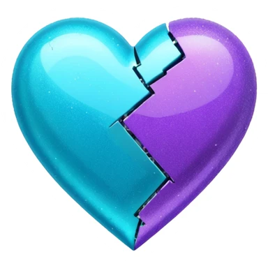 glitter cian and purple broken heart sticker