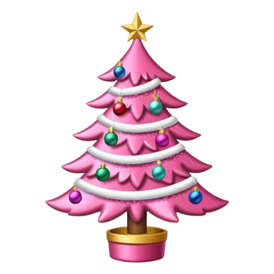 pink christmas tree with pretty ornaments sticker