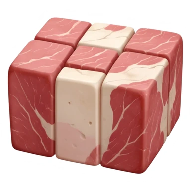 cluster of raw veal cubes, pale pink to light beige, smooth and slightly moist, visible muscle grain, some white marbling or connective tissue, stew-sized pieces, arranged naturally, soft lighting, subtle shadows, no plate or pot, no faces, transparent background, emoji scale sticker