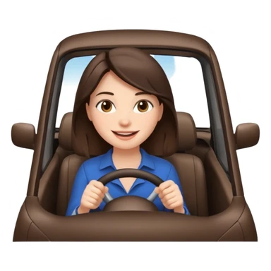 Brunette woman driving car. Happy face confidence  sticker