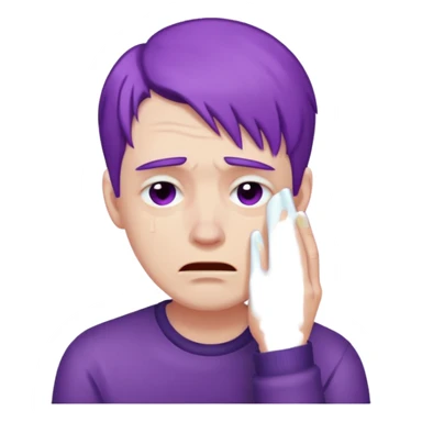 man crying with purple hair sticker