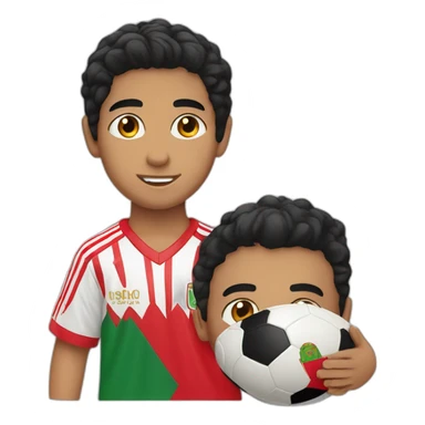 A boy with black hair and Brown eyes and morocco football shirt sticker