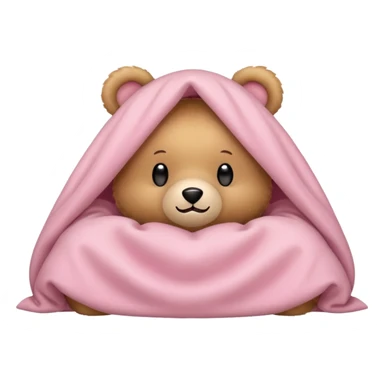 Happy light tan teddy bear hiding under light pink covers  sticker