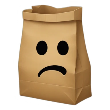a person hiding their own head into a paper bag sticker