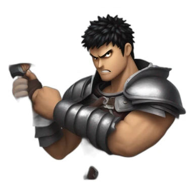angry berserk guts carrying a huge sword on his shoulder framed on his bust sticker