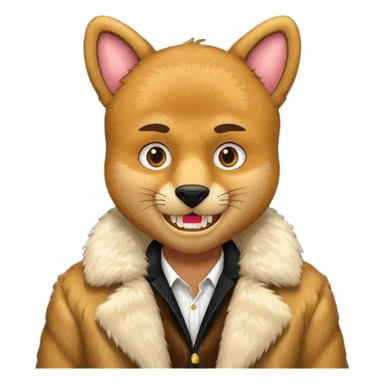 ganster with fur coat and gold teeth sticker