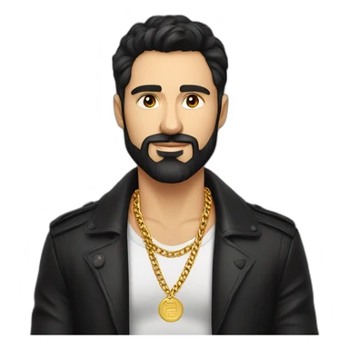 Russian 💪 man aged 30 wearing gold chain with black hair and short beard sticker
