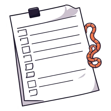 long curling to-do list paper looping up and down like a snake with tiny checkboxes fading into distance sticker