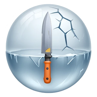 knife stuck in a ice ball sticker