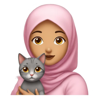 Arabic hijab girl with a brow hijab and her cat sticker