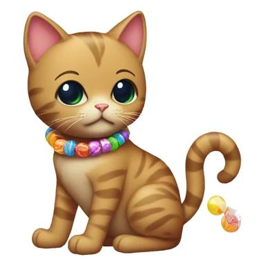 cat with a lot of candy bracelets sticker
