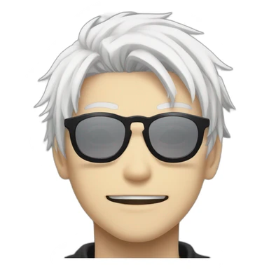 Gojo satoru from jujutsu kaisen, white hair, round black sunglasses sticker