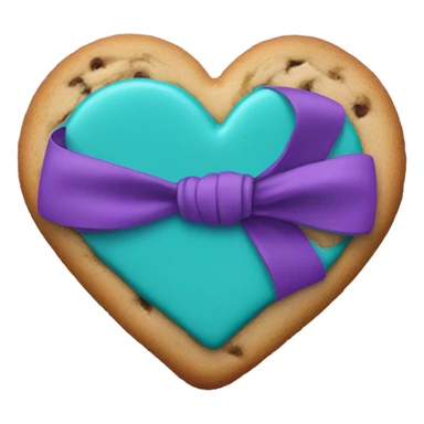 Cookie heart with teal purple awareness ribbon sticker