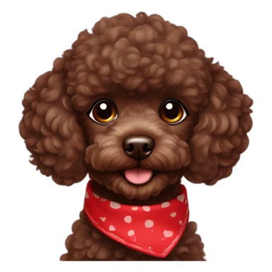 Dark brown toy poodle with red bandana sticker