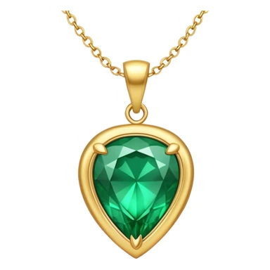 An emerald green necklace with a shiny pendant sticker