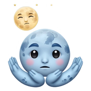 grumpy moon with arms crossed and stars orbiting sticker