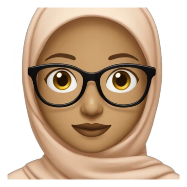 A hijabi girl with light skin wearing black glasses sticker