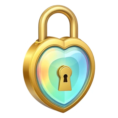 Holographic and glassmorphic golden lock sticker