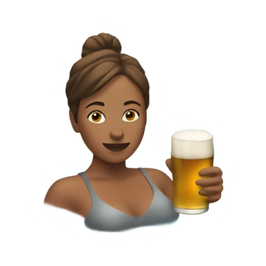 Woman in hot tub with beer sticker