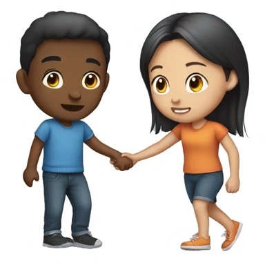 Girl pushing a boy  sticker