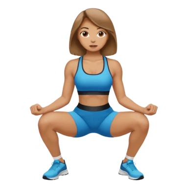 Beautiful woman with light brown shoulder length hair popping a squat without any weights sticker