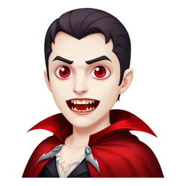 vampire with red cape and blood sticker