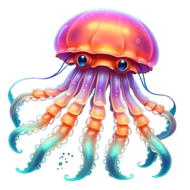 Neon glowing jellyfish-crab-squi sticker