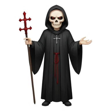 A preacher who's actually a demon.... but Noone knows it yet, in the style of your bleeding skull art. Dark gritty and menacing art style. full body sticker