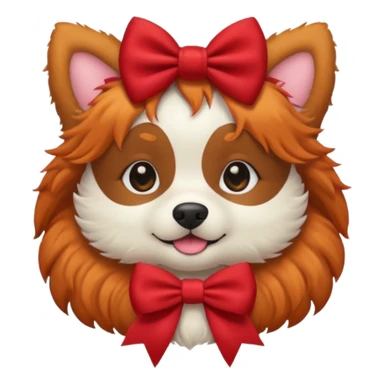 red haired dog with a bow on hair sticker