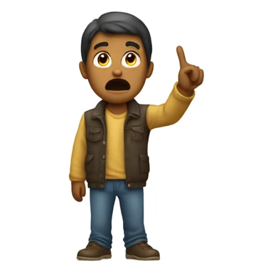 Person acting baffled and pointing upwards sticker