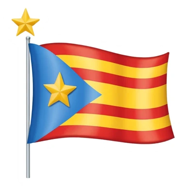 A flag with nine horizontal stripes, alternating red and yellow, starting and ending with yellow. On the left side, a blue triangle pointing to the center, with a white five-pointed star inside. sticker
