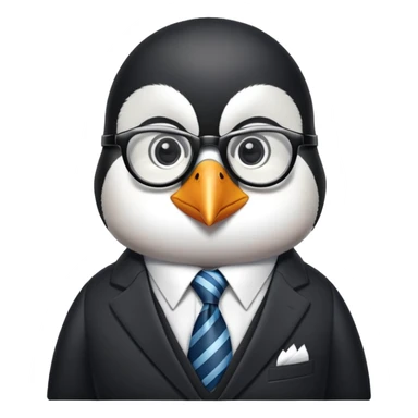 penguin school principal wearing glasses and a formal suit with tie sticker