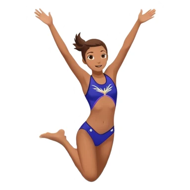 A young person leaps boldly into a sparkling pool named “Confidence,” arms wide, surrounded by skilled divers mid-air. Though less experienced, their fearless energy shines, symbolizing the courage to grow alongside greatness. sticker