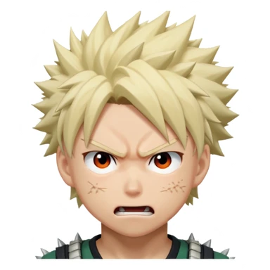 Bakugo Katsuki from My Hero Academia with spiky blonde hair and angry expression sticker