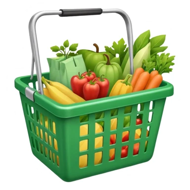 A GREEN SHOPPING BASKET WITH GROCCERIES IN IT sticker