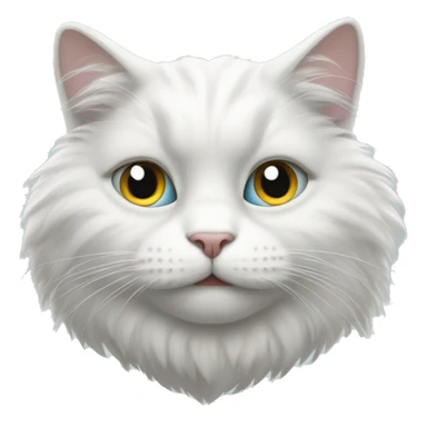 Fluffy white cat with half face gray sticker