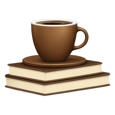 cup of coffee on top of a small stack of brown and beige books sticker