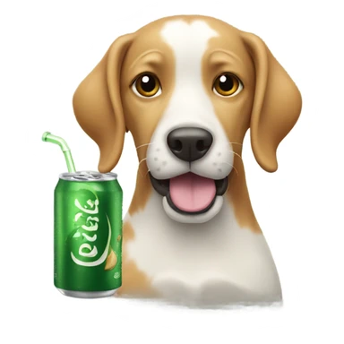 dog drinking ginger ale  sticker