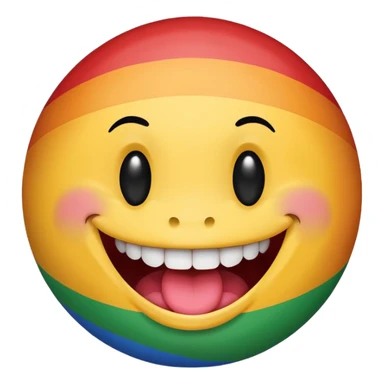 Smiley face biting lip with progress pride flag skin sticker