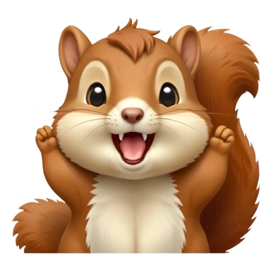 cinematic-cute-yawning squirrel-portrait-emoji,-head-tilted-playfully-and-inquisitively,-featuring-a-fluffy,-vibrant-auburn-fur-with-a-delicate-cream-belly-and-a-bushy-tail,wide-open yawn, revealing a soft grey  -round,-sparkling-eyes-filled-with-curious-mischief, sticker
