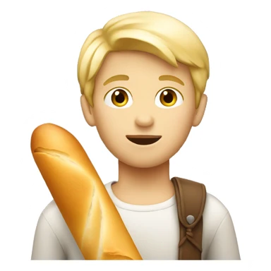 Blonde french boy with a baguette  sticker