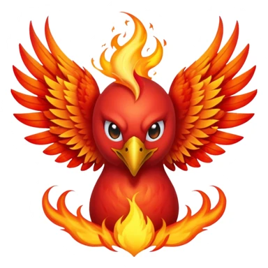 Phoenix force from marvel in a shape of flame bird face to screen with spread wings sticker