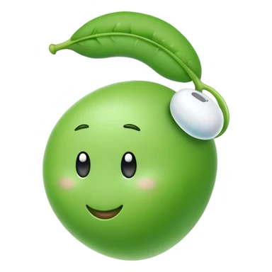cute green pea with a single airpod in one ear sticker